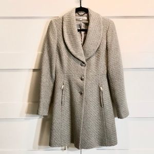 Kenneth Cole Women's Textured Gray Pea Coat